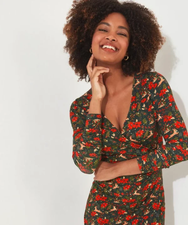 Party Dresses | Occasion Outfits | Dresses | Half Price Christmas Styles | Sale Dresses | Top Picks | Top Picks | Women's | Women's | Women's Joe Browns Fabulously Festive Wrap Dress Green