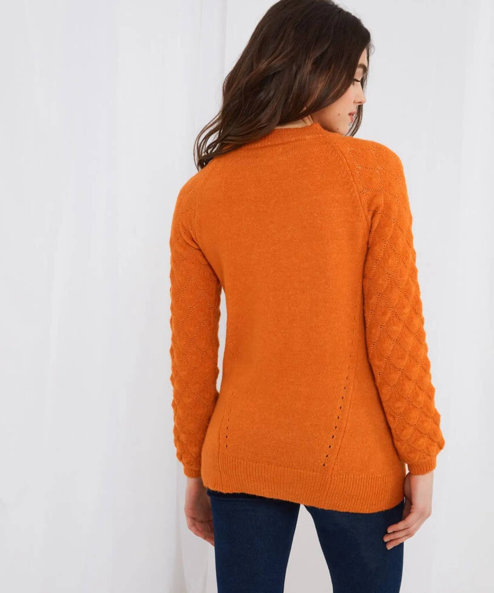 fancy_sleeve_jumper_4.webp Cardigans & Coatigans | Sale Knitwear & Jumpers | Top Picks | Women's Joe Browns Fancy Sleeve Jumper Orange / Winter White