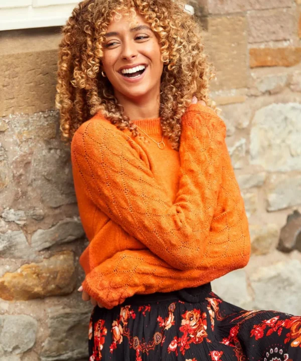 Cardigans & Coatigans | Sale Knitwear & Jumpers | Top Picks | Women's Joe Browns Fancy Sleeve Jumper Orange / Winter White