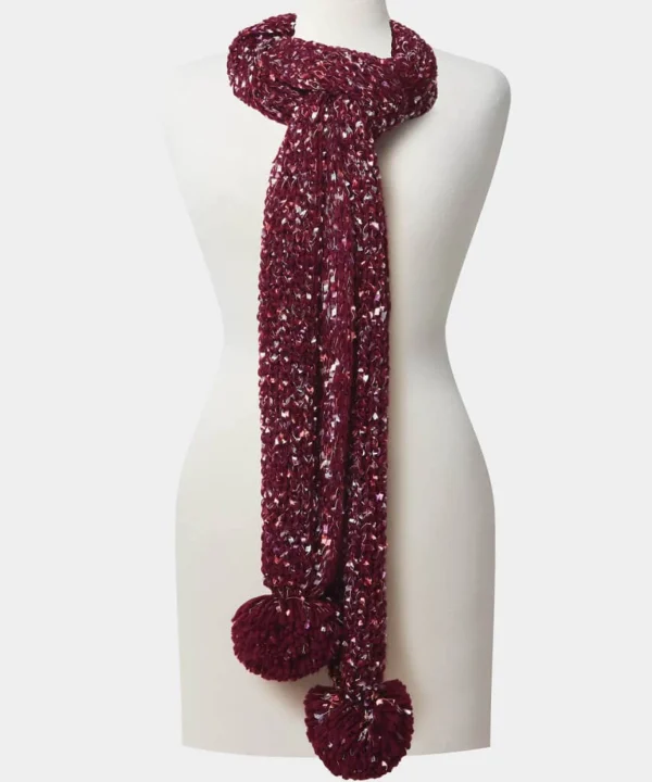 Accessories & Jewellery | Women's Joe Browns Fantasia Tape Yarn Bobble Scarf Wine Multi