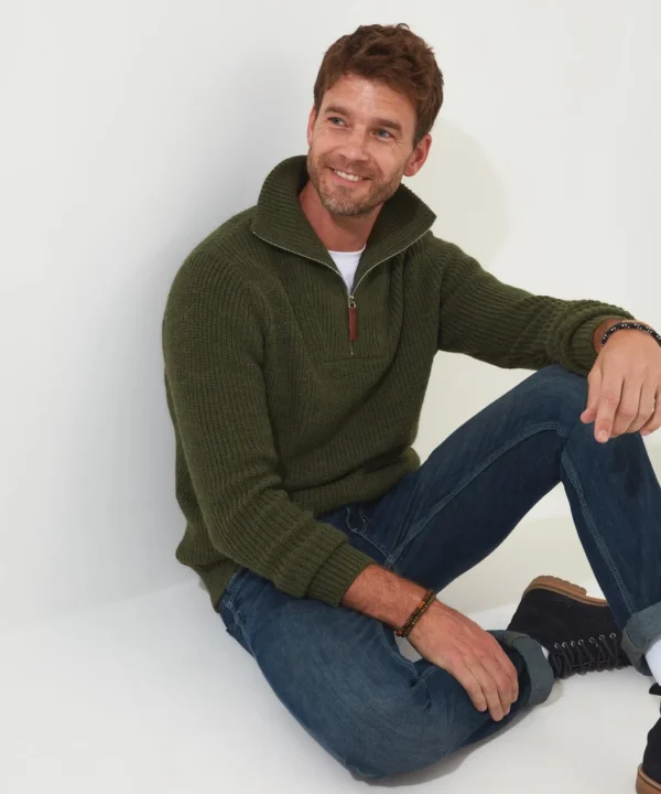 Shop Men's Collection | Hoodies & Sweatshirts | Layering Essentials | Knitwear & Jumpers | Top Picks | Men，s | Men，s | Men，s Joe Browns Fantastic Funnel Olive / Cream