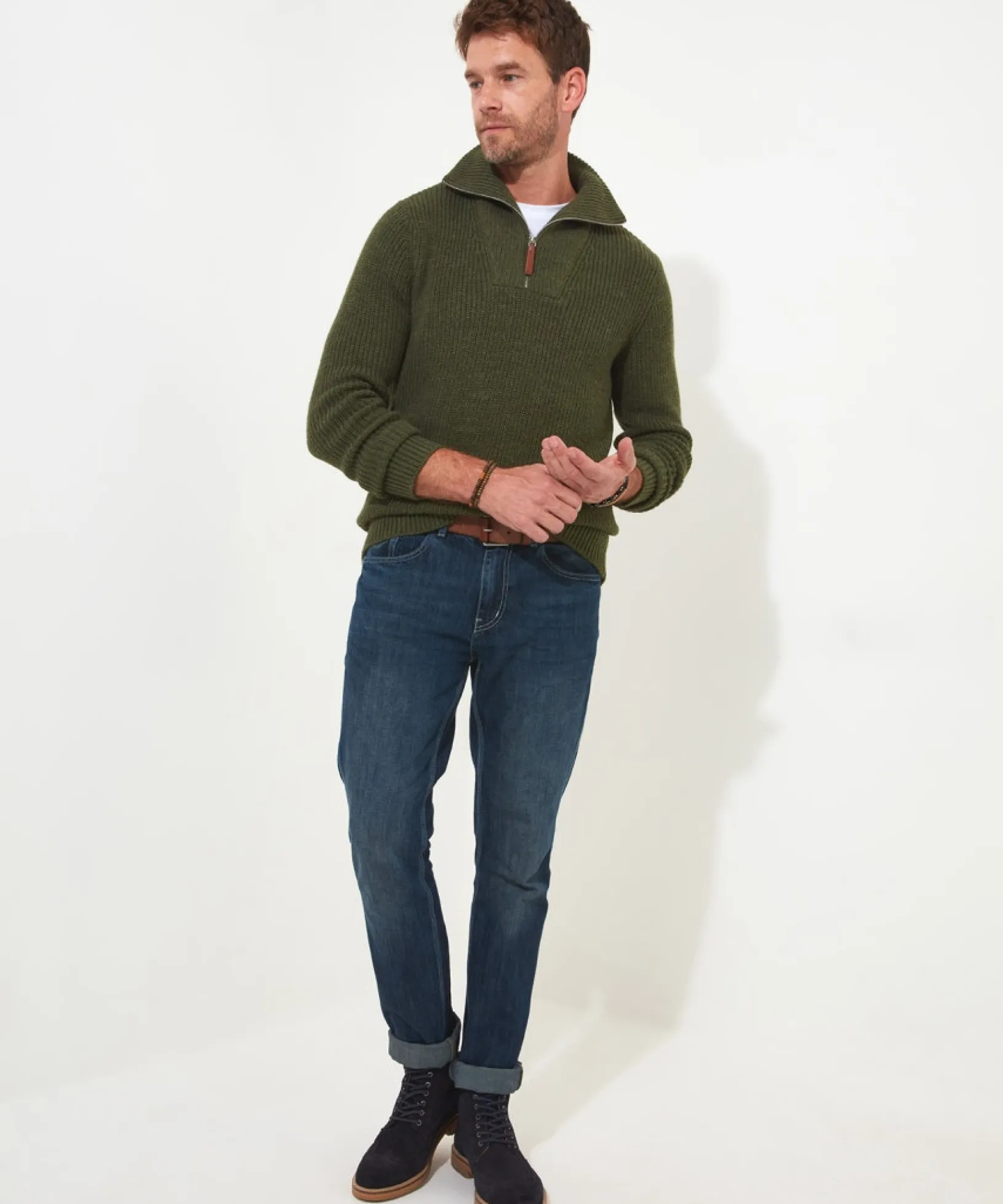 fantastic_funnel_2.webp Shop Men's Collection | Hoodies & Sweatshirts | Layering Essentials | Knitwear & Jumpers | Top Picks | Men,s | Men,s | Men,s Joe Browns Fantastic Funnel Olive / Cream