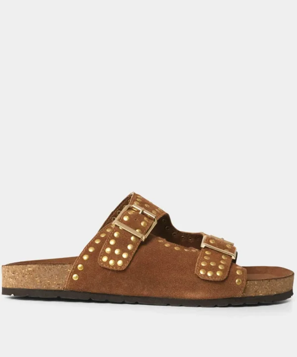 Sale Boots & Shoes | Women's Joe Browns Feeling Free Suede Studded Sandals Tan