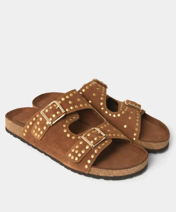 Sale Boots & Shoes | Women's Joe Browns Feeling Free Suede Studded Sandals Tan