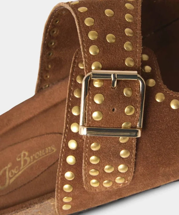 Sale Boots & Shoes | Women's Joe Browns Feeling Free Suede Studded Sandals Tan