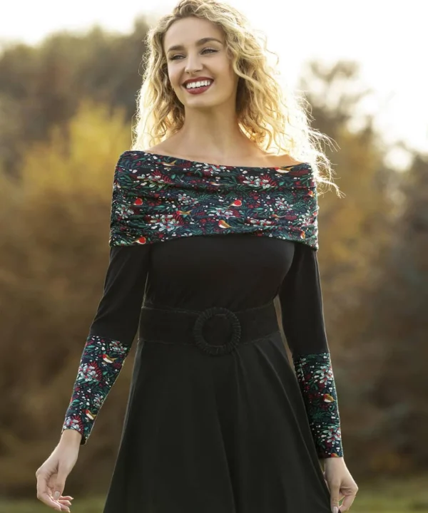 Shop Women's Collection | Tops, Tunics & Blouses | Dresses | Sale Tops, Tunics & Blouses | Top Picks | Women's | Women's | Women's Joe Browns Festive Bardot Tunic Black