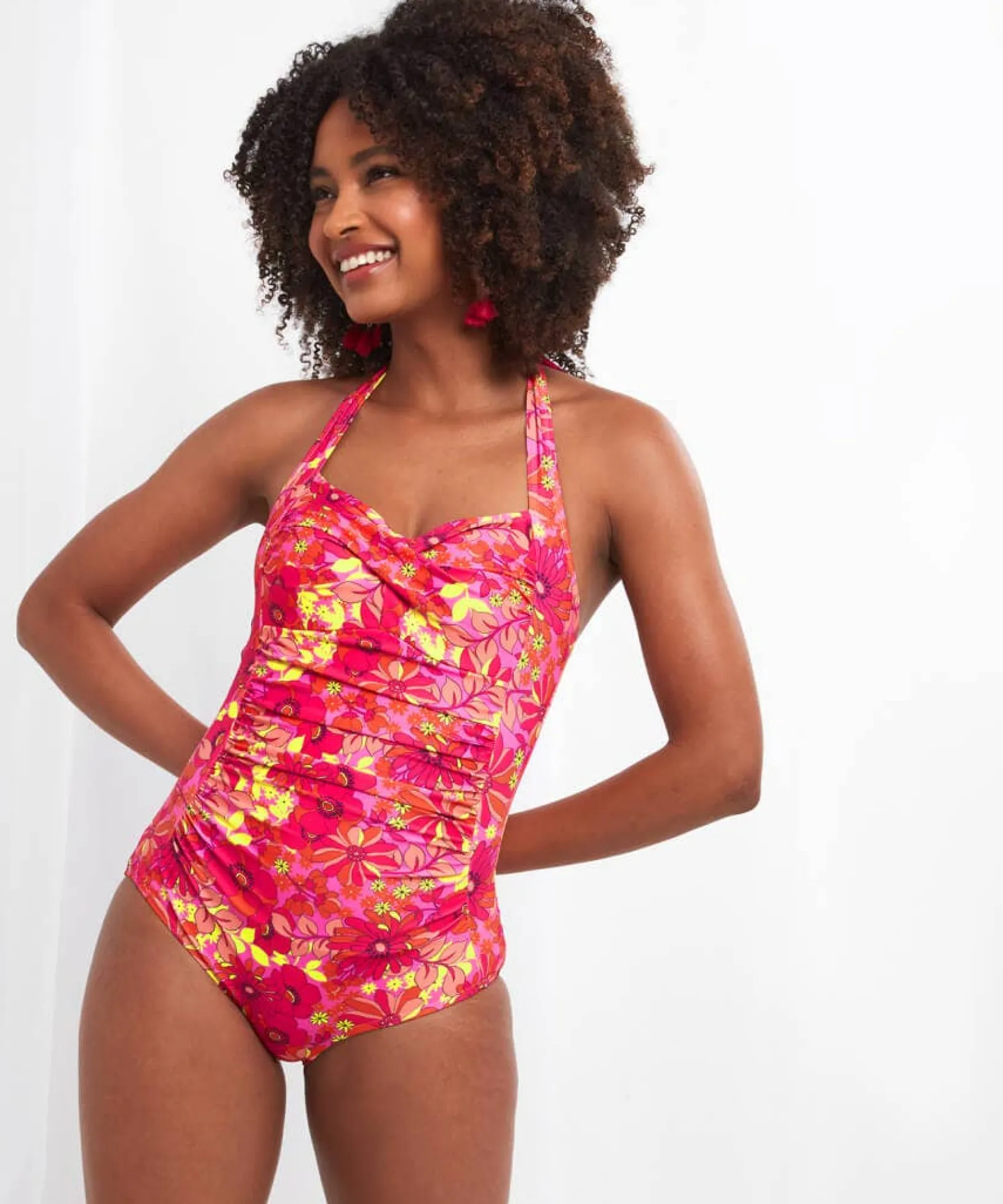 floral_festival_retro_swi_2.webp Sale Swimwear | Women's Joe Browns Floral Festival Retro Swimsuit Pink Multi