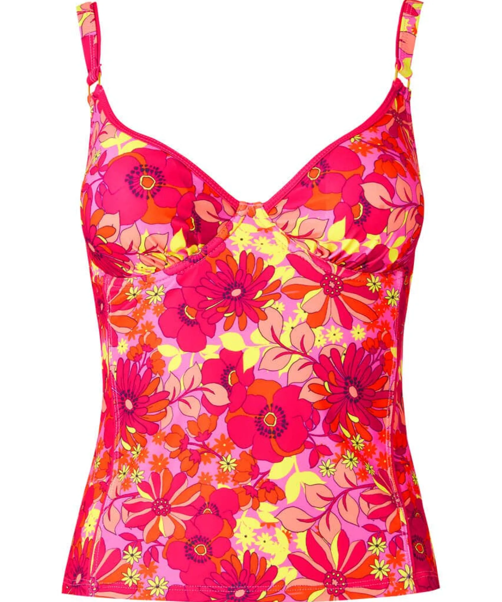 floral_festival_retro_tan_1.webp Sale Swimwear | Women's Joe Browns Floral Festival Retro Tankini Top Pink Multi