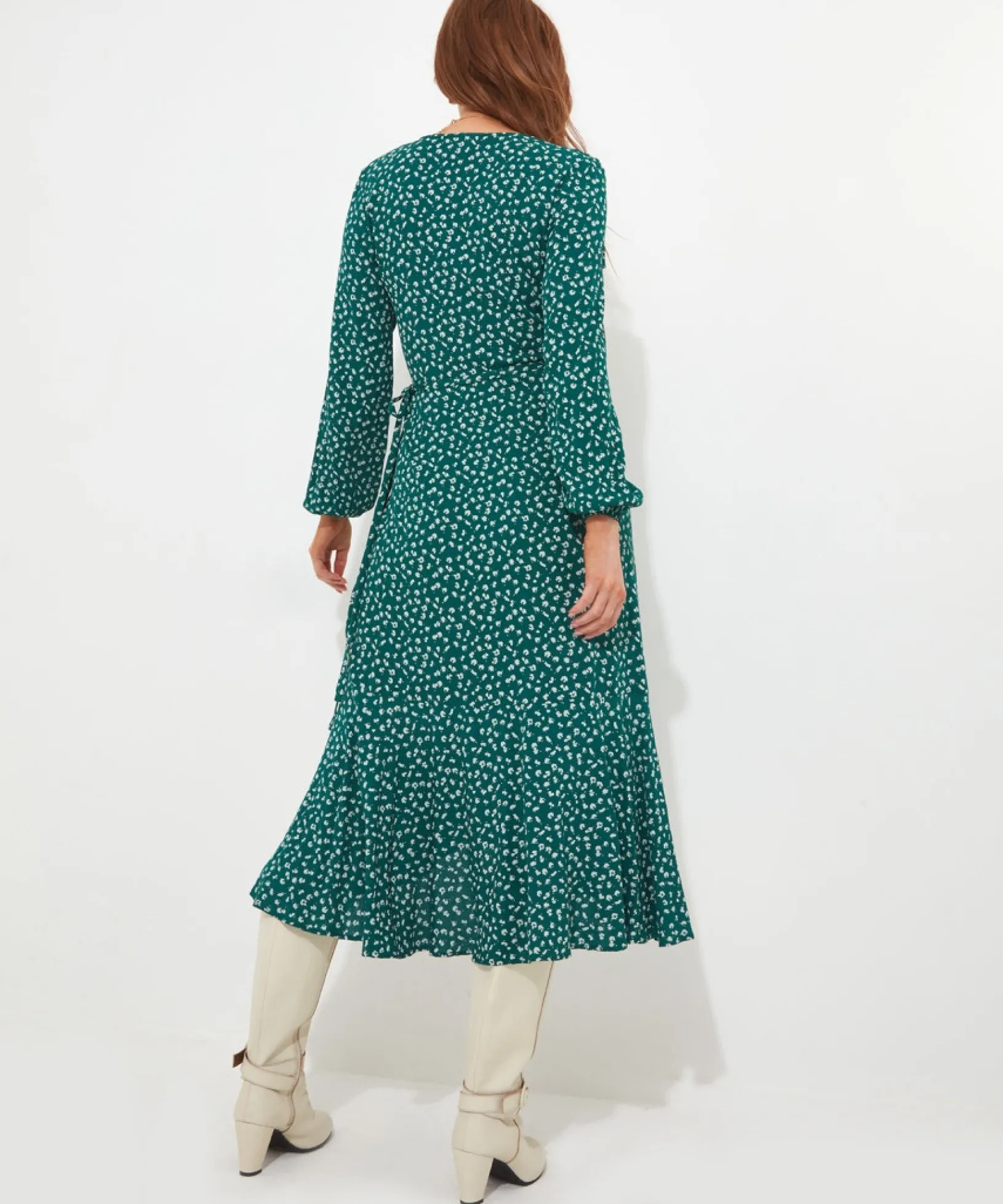 florrie_wrap_frill_dress_3.webp Shop Women's Collection | Midi Dresses | Dresses | Sale Dresses | Top Picks | Top Picks | Women's | Women's Joe Browns Florrie Wrap Frill Dress Green