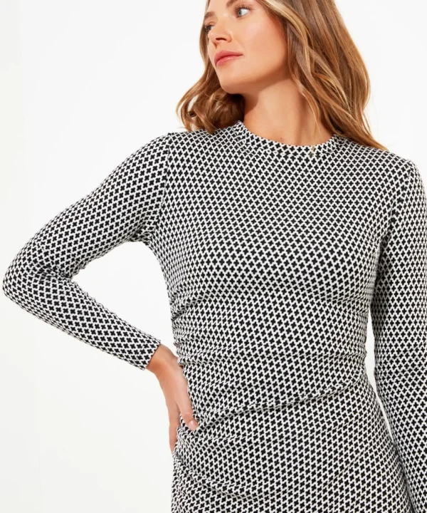 Shop Women's Collection | Midi Dresses | Dresses | Sale Dresses | Top Picks | Top Picks | Women's | Women's Joe Browns Geo Jacquard Ruched Side Jersey Dress Black/White