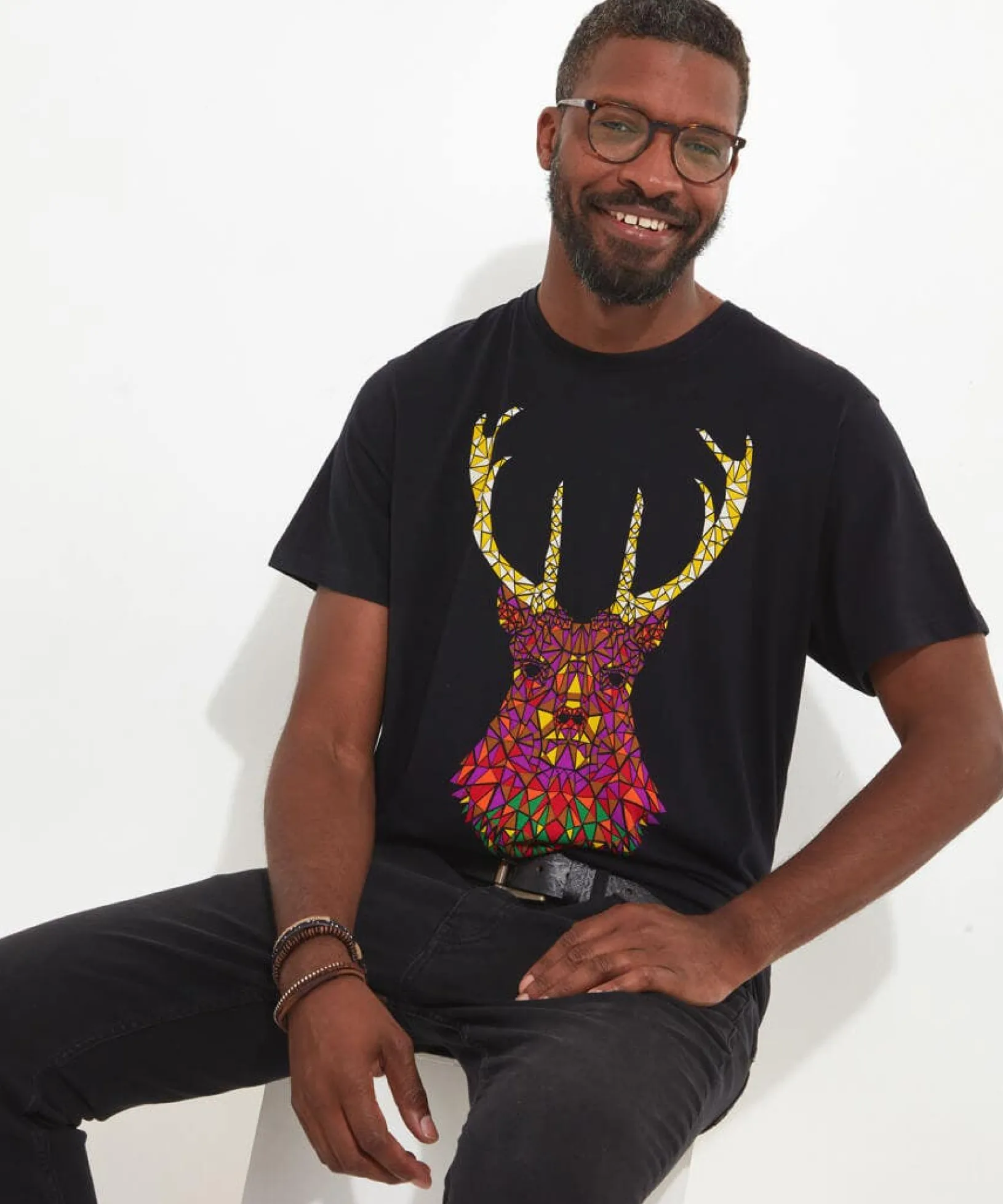 geo_stag_tee_0.webp Shop Men's Collection | Graphic T-Shirts | Gifts | Tops & T-Shirts | Sale Tops & T-Shirts | Top Picks | Top Picks | Men,s | Men,s | Men,s Joe Browns Geo Stag Tee Black
