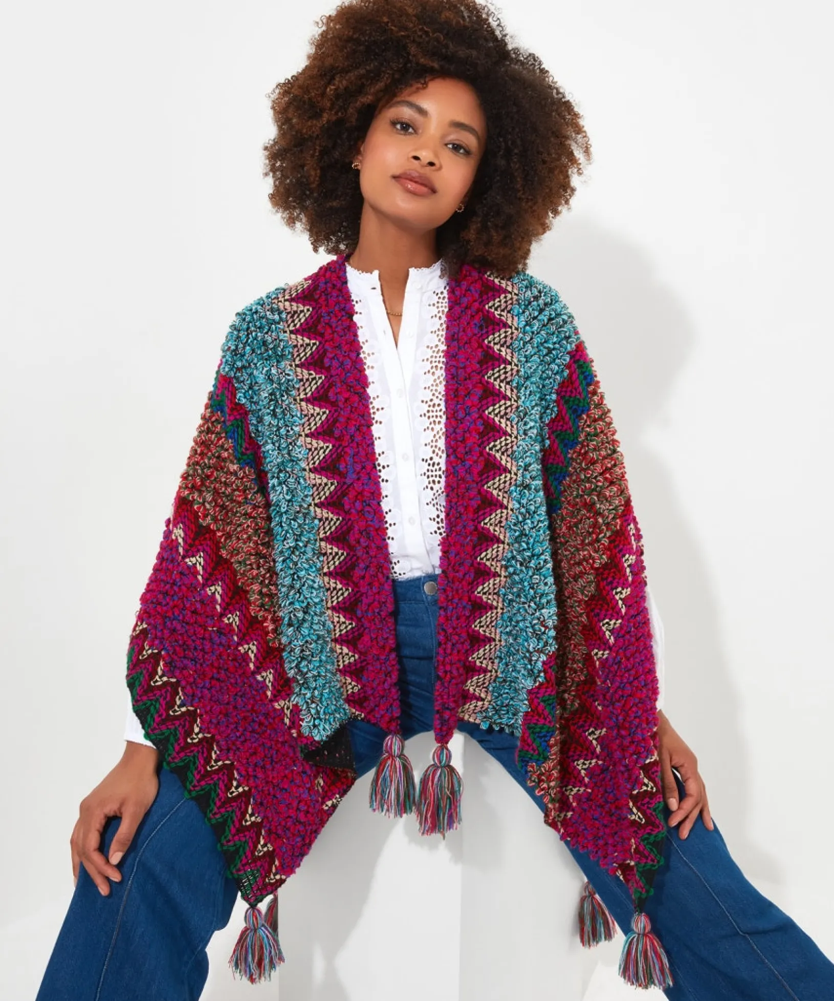 get_close_tassel_wrap_3.webp Cardigans & Coatigans | Accessories & Jewellery | Sale Accessories & Jewellery | Top Picks | Women's | Women's Joe Browns Get Close Tassel Wrap Multi