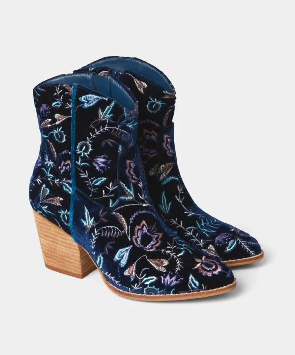 Knee High Boots | Ankle Boots | Boots & Shoes | Sale Boots & Shoes | Top Picks | Top Picks | Women's | Women's Joe Browns Gigi Embroidered Velvet Boots Navy Multi