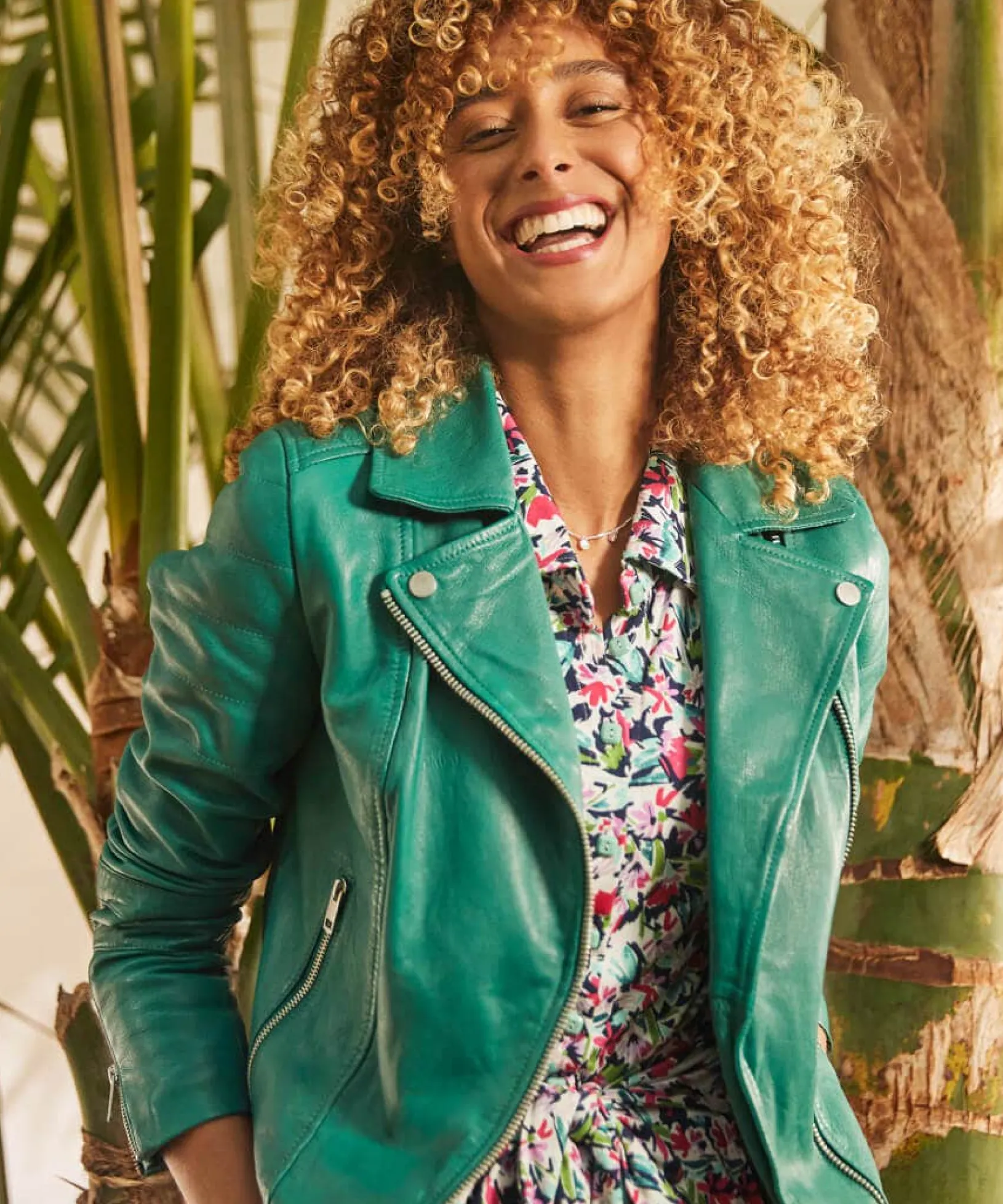 green_with_envy_leather_j_5.webp Sale Leather Jackets | Sale Coats & Jacket | Women's | Women's Joe Browns Green With Envy Leather Jacket Green / Damson