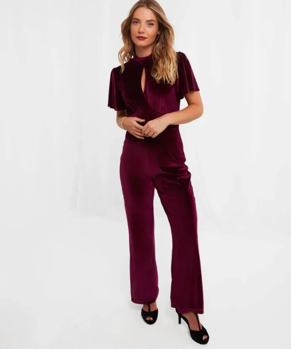 Sale Jumpsuits | Sale Jeans & Trousers | Women's | Women's Joe Browns Greta Velour Jumpsuit Berry