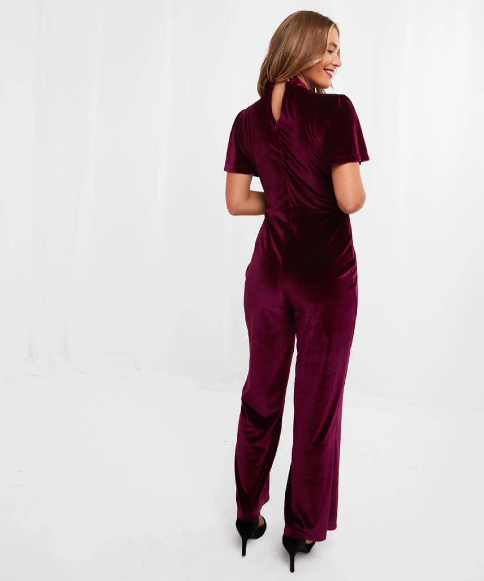greta_velour_jumpsuit_3.webp Sale Jumpsuits | Sale Jeans & Trousers | Women's | Women's Joe Browns Greta Velour Jumpsuit Berry
