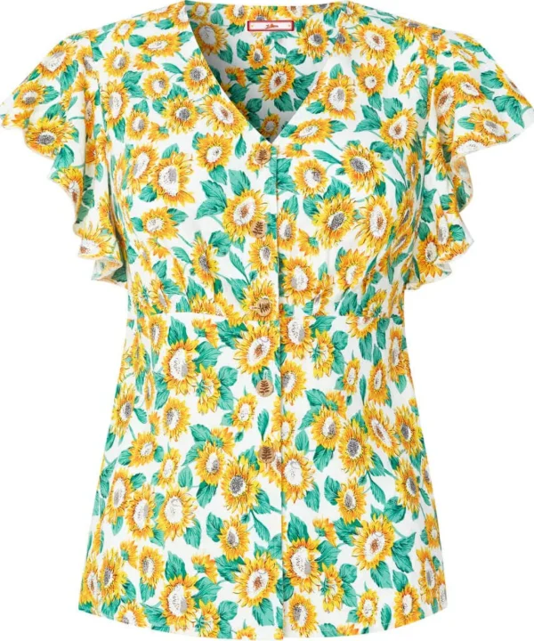 Sale Tops, Tunics & Blouses | Women's Joe Browns Happy Sunflower Blouse White/Yellow