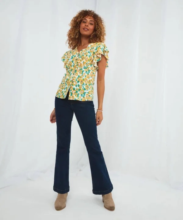 Sale Tops, Tunics & Blouses | Women's Joe Browns Happy Sunflower Blouse White/Yellow