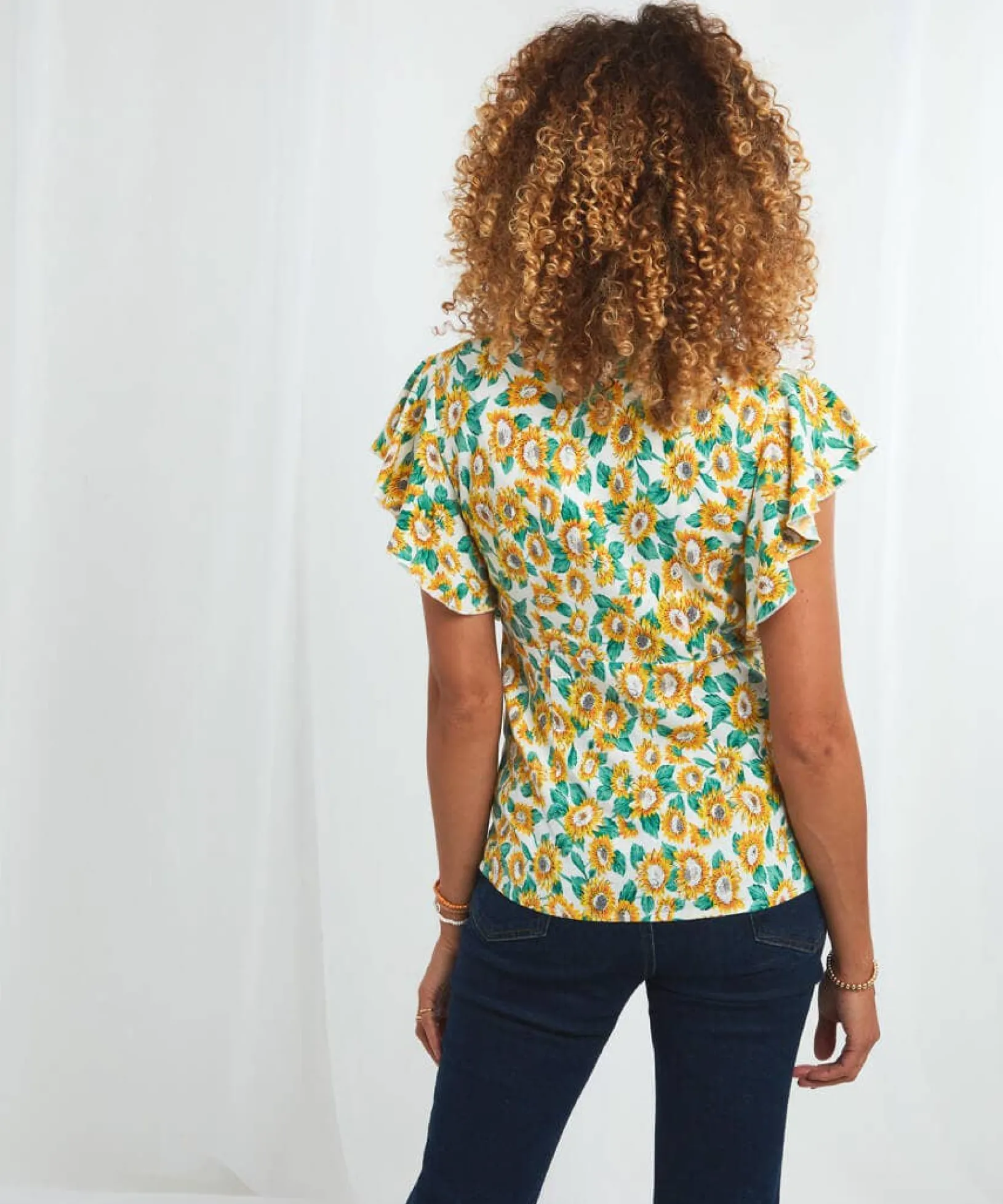 happy_sunflower_blouse_3.webp Sale Tops, Tunics & Blouses | Women's Joe Browns Happy Sunflower Blouse White/Yellow