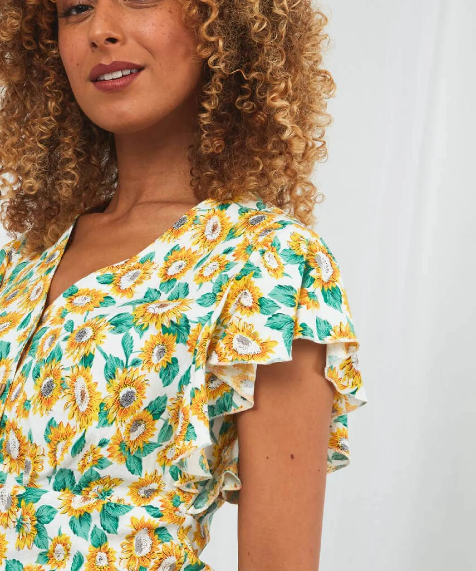 happy_sunflower_blouse_4.webp Sale Tops, Tunics & Blouses | Women's Joe Browns Happy Sunflower Blouse White/Yellow