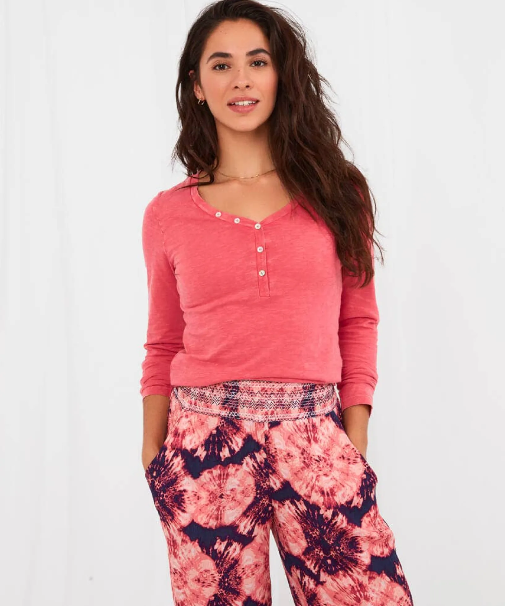 heavenly_henley_2.webp Sale Pyjamas & Loungewear | Sale Tops, Tunics & Blouses | Women's | Women's Joe Browns Heavenly Henley Pink