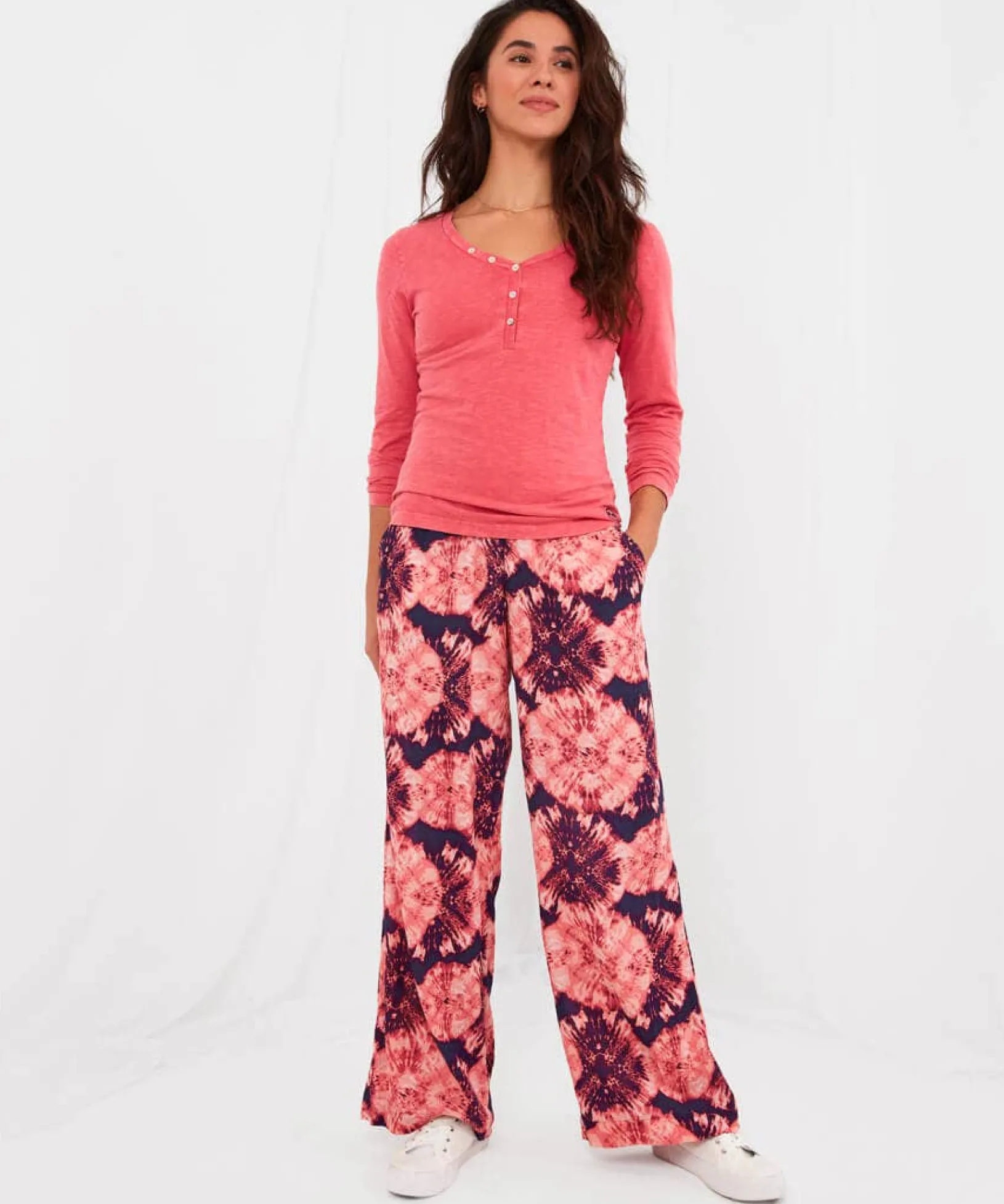 heavenly_henley_3.webp Sale Pyjamas & Loungewear | Sale Tops, Tunics & Blouses | Women's | Women's Joe Browns Heavenly Henley Pink