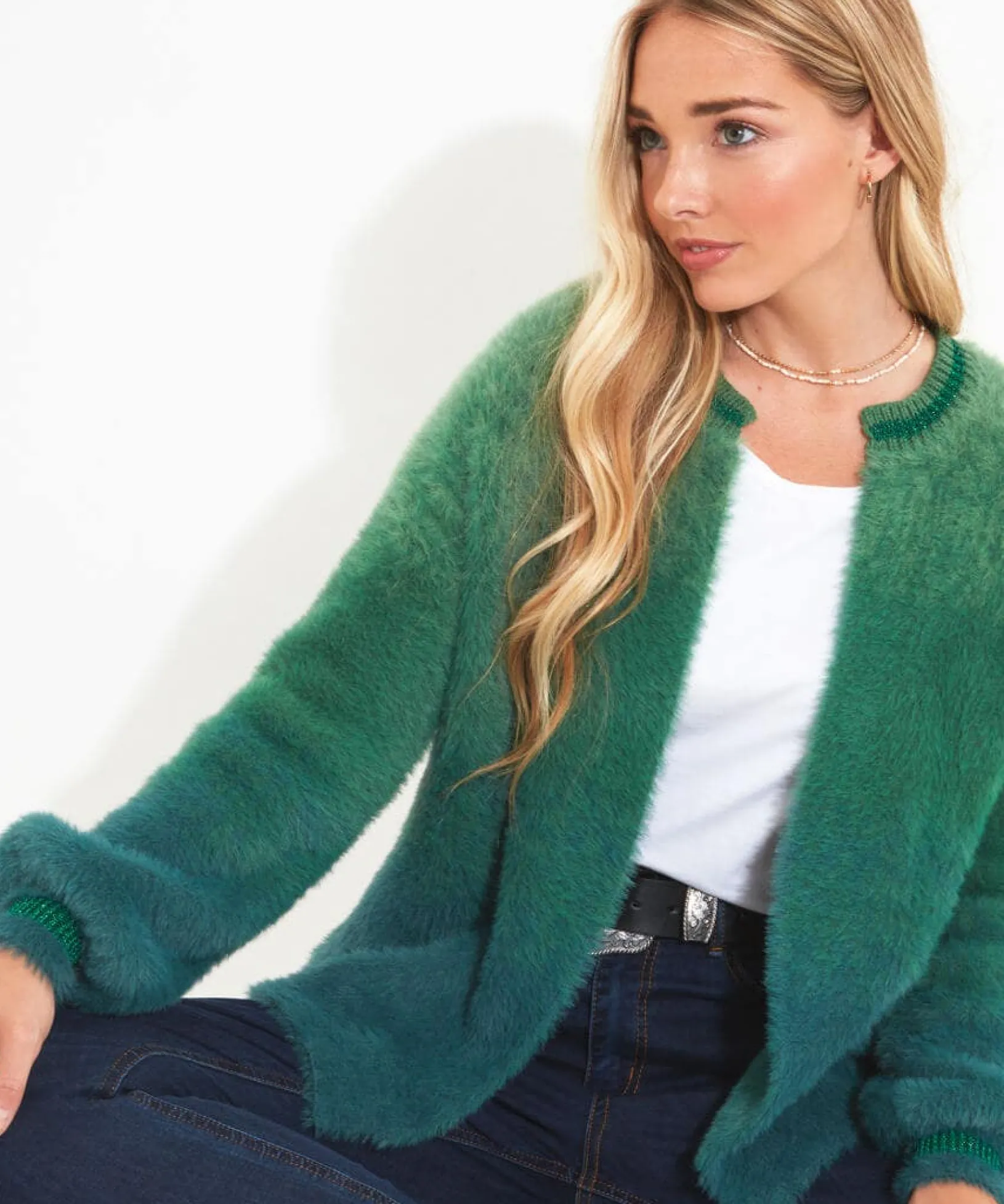 ibiza_fluffy_knit_cardiga_5.webp Shop Women's Collection | Gifts | Cardigans & Coatigans | Top Picks | Women's | Top Picks Joe Browns Ibiza Fluffy Knit Cardigan Green