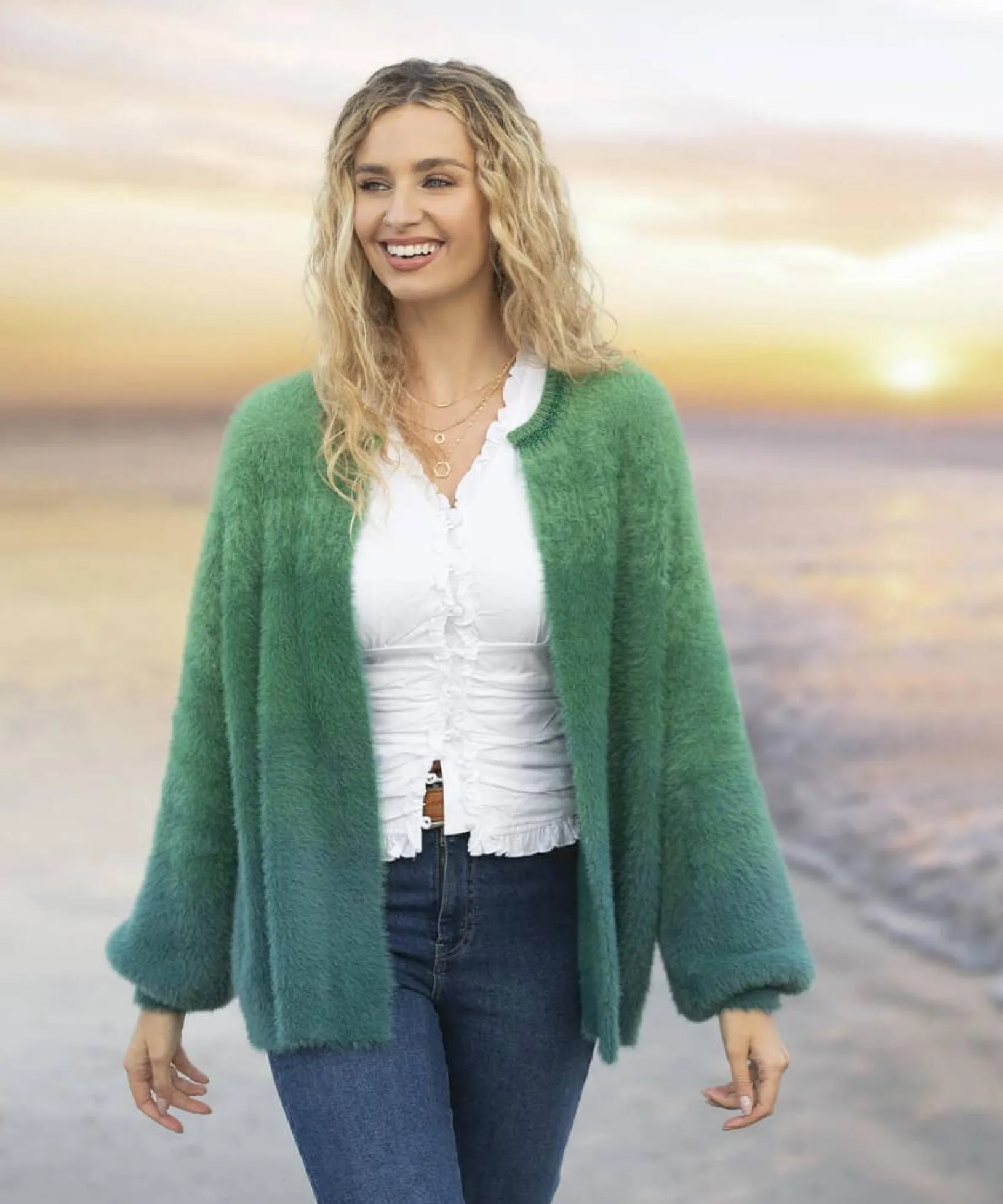 ibiza_fluffy_knit_cardiga_6.webp Shop Women's Collection | Gifts | Cardigans & Coatigans | Top Picks | Women's | Top Picks Joe Browns Ibiza Fluffy Knit Cardigan Green