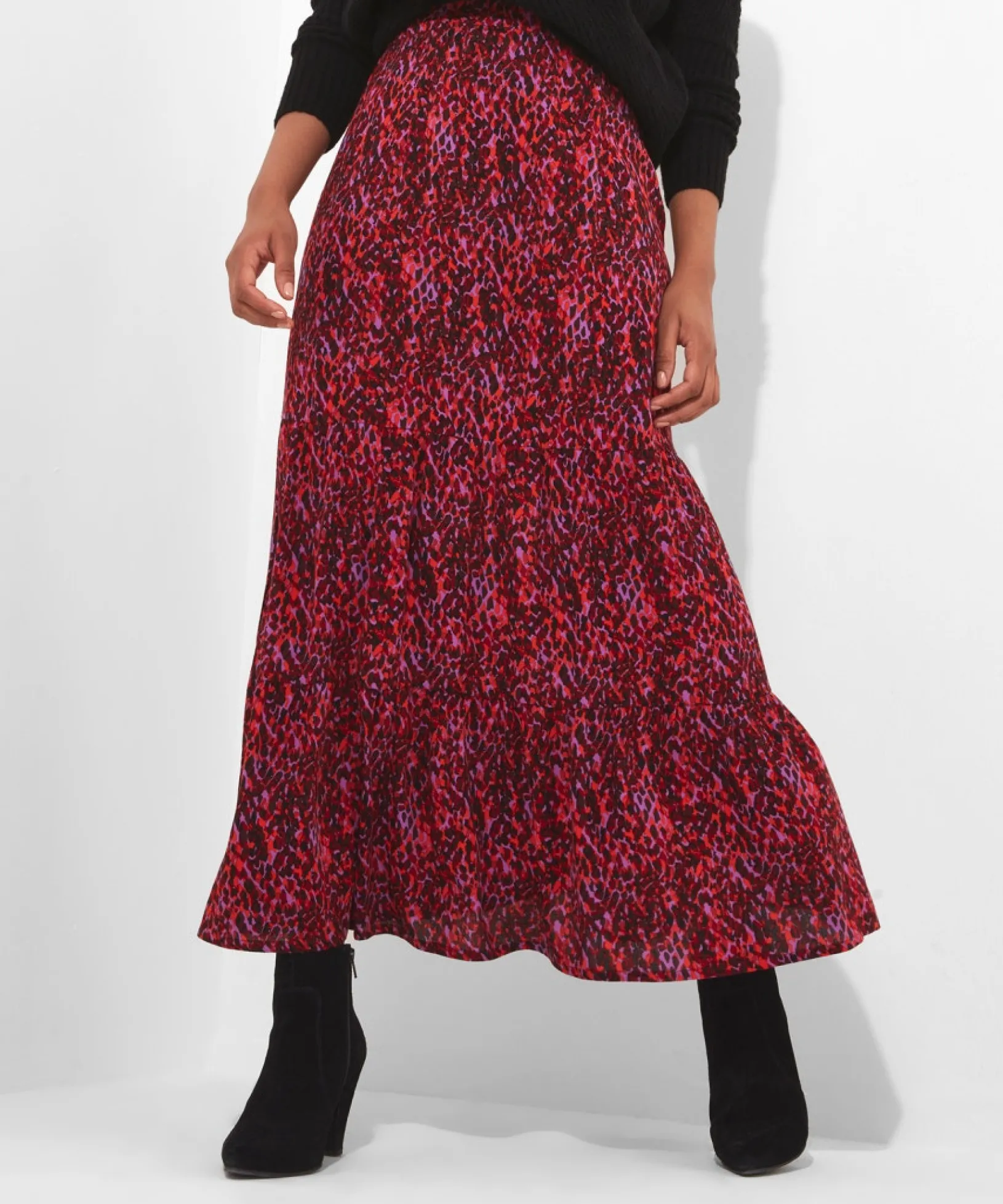 intelligent_animal_tiered_0.webp Skirts | Sale Skirts | Women's | Women's Joe Browns Intelligent Animal Tiered Skirt Pink