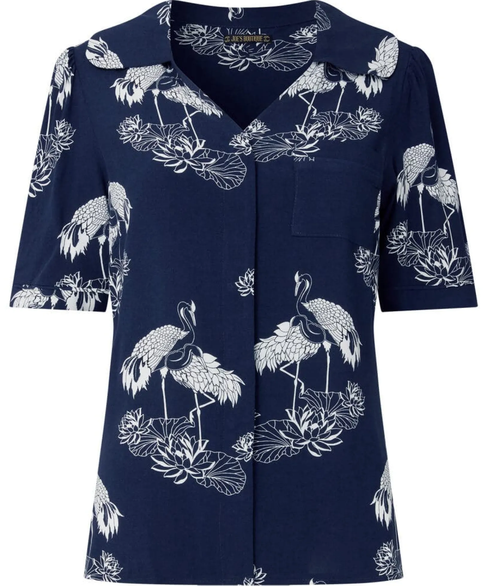 intriguing_crane_boutique_1.webp Sale Pyjamas & Loungewear | Women's Joe Browns Intriguing Crane Boutique PJ Top Navy