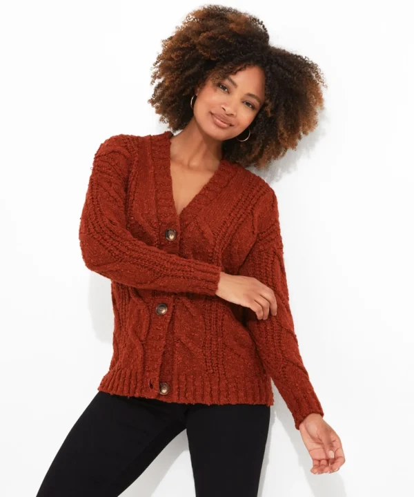 Shop Women's Collection | Cardigans & Coatigans | Sale Knitwear & Jumpers | Top Picks | Top Picks | Women's Joe Browns Joe's Cosy Cable Cardigan Rust