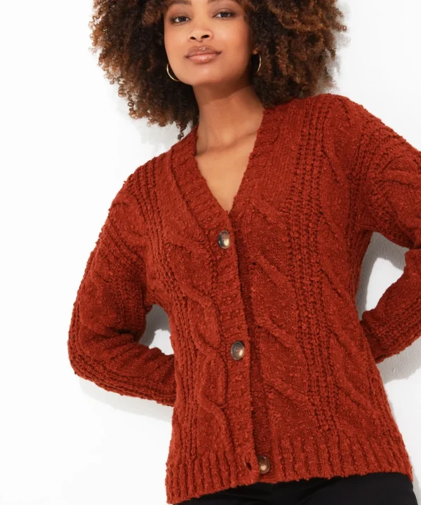 Shop Women's Collection | Cardigans & Coatigans | Sale Knitwear & Jumpers | Top Picks | Top Picks | Women's Joe Browns Joe's Cosy Cable Cardigan Rust