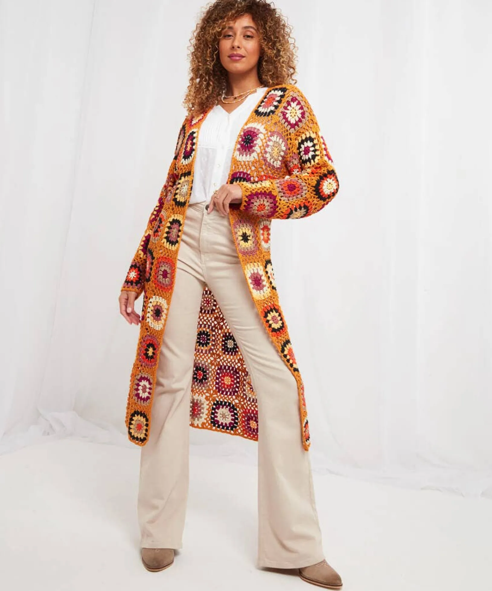 joes_favourite_crochet_ca_0.webp Shop Women's Collection | Cardigans & Coatigans | Gifts | Sale Knitwear & Jumpers | Top Picks | Top Picks | Women's | Women's Joe Browns Joe's Favourite Crochet Cardigan Mustard / Blue