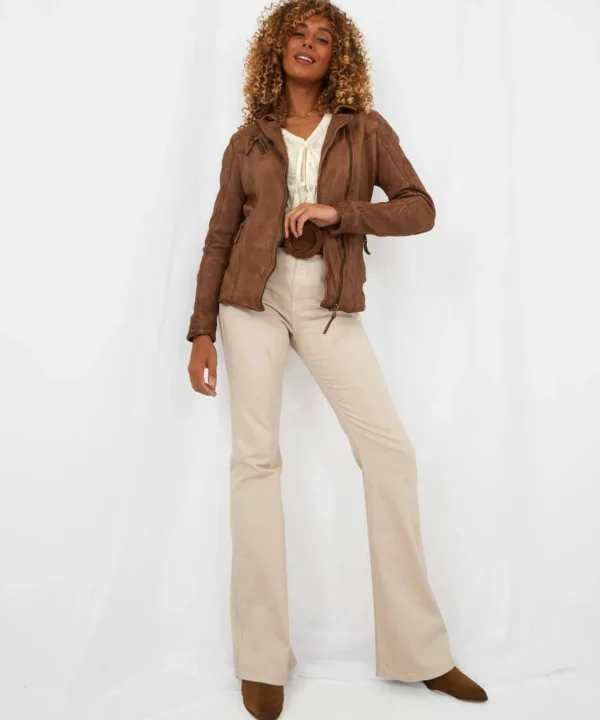 Leather Jackets & Clothing | Coats & Jackets | Sale Leather Jackets | Sale Coats & Jacket | Women's | Women's | Women's | Women's Joe Browns Joe's Favourite Leather Biker Jacket Tan / Deep Pine