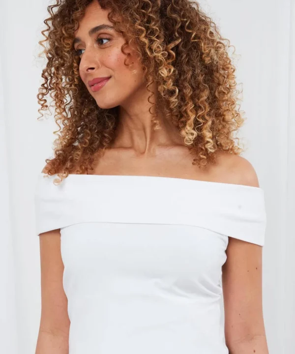 Sale Tops, Tunics & Blouses | Women's Joe Browns Joes Must Have Essential Bardot Top White / Black / Orange