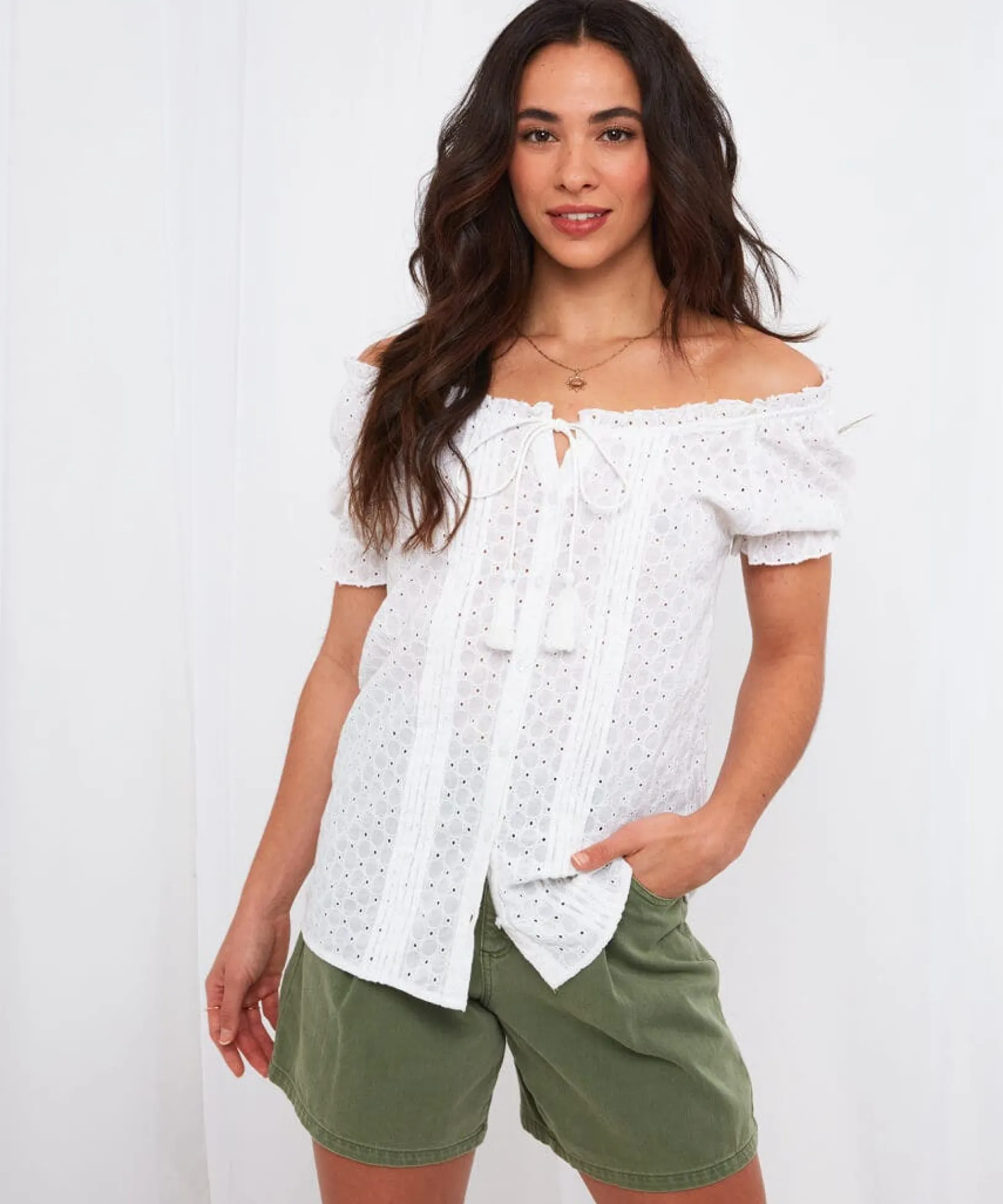 joyful_broderie_blouse_0.webp Sale Tops, Tunics & Blouses | Women's Joe Browns Joyful Broderie Blouse White / Black