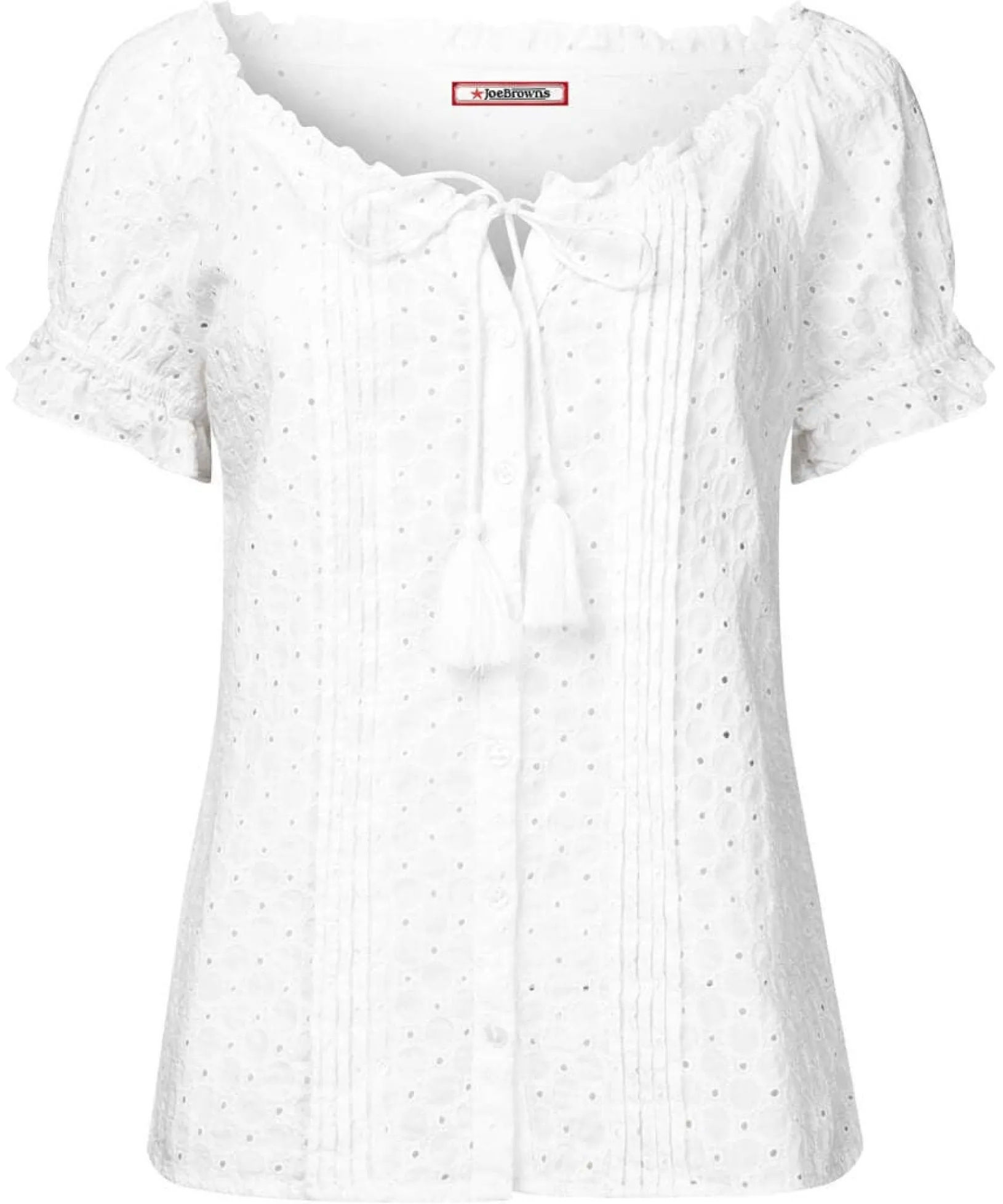 joyful_broderie_blouse_1.webp Sale Tops, Tunics & Blouses | Women's Joe Browns Joyful Broderie Blouse White / Black