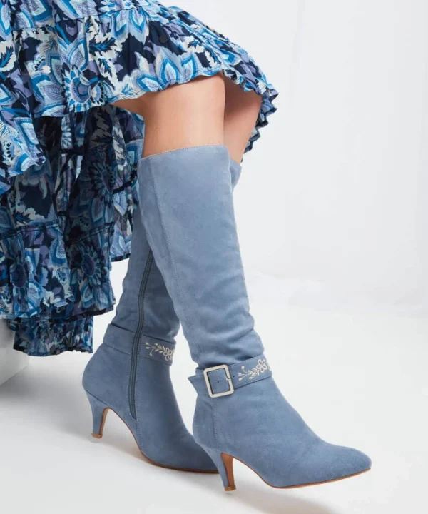 Sale Boots & Shoes | Women's Joe Browns Lakeside Embroidered Detail Boots Pale Blue
