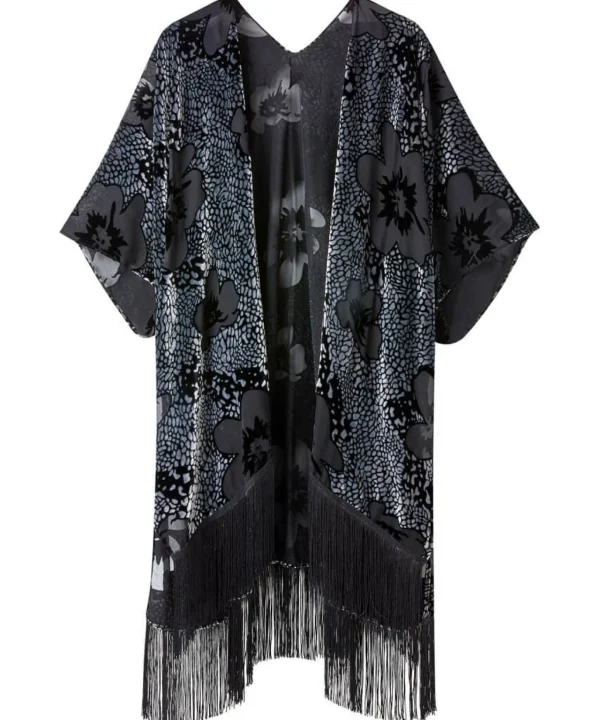 Occasion Outfits | Gifts | Cardigans & Coatigans | Accessories & Jewellery | Sale Accessories & Jewellery | Top Picks | Women's | Top Picks | Women's | Women's Joe Browns Lara Burn Out Tassel Kimono Silver/Black