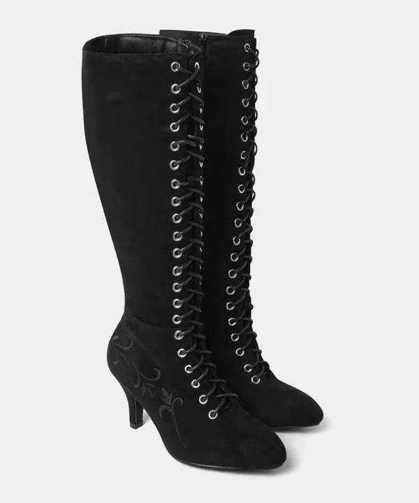 Knee High Boots | Party Footwear | Boots & Shoes | Top Picks | Top Picks | Women's Joe Browns Layla Lace Up Embroidered Boots Black