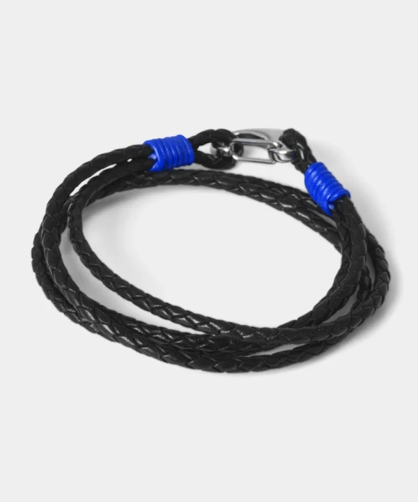 Accessories | Men，s Joe Browns Leather Colour Bound Bracelet Black/Cobalt / Dark Grey/Magenta