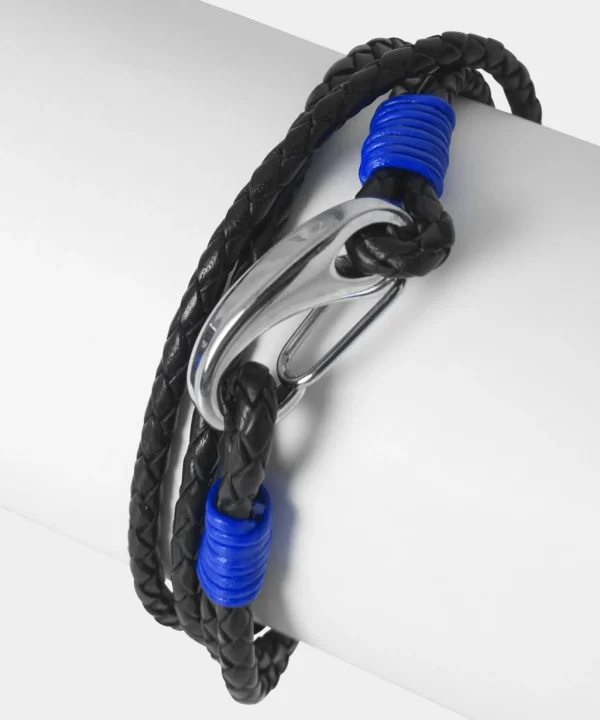 Accessories | Men,s Joe Browns Leather Colour Bound Bracelet Black/Cobalt / Dark Grey/Magenta