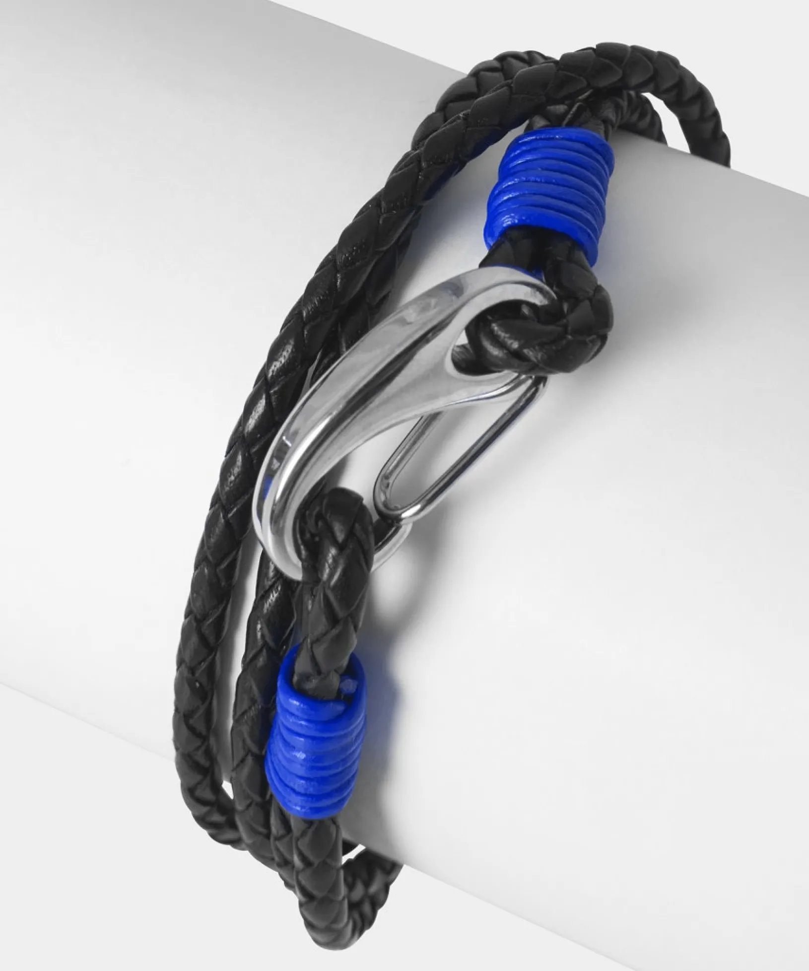 leather_colour_bound_brac_2.webp Accessories | Men,s Joe Browns Leather Colour Bound Bracelet Black/Cobalt / Dark Grey/Magenta