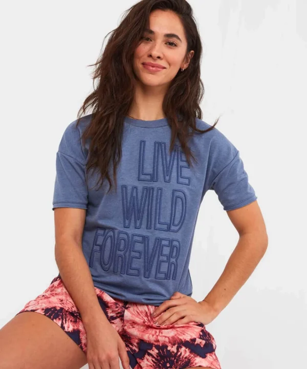 Pyjamas & Loungewear | Tops, Tunics & Blouses | Sale Pyjamas & Loungewear | Sale Tops, Tunics & Blouses | Women's | Women's | Women's | Women's Joe Browns Live Wild Forever Tee Blue