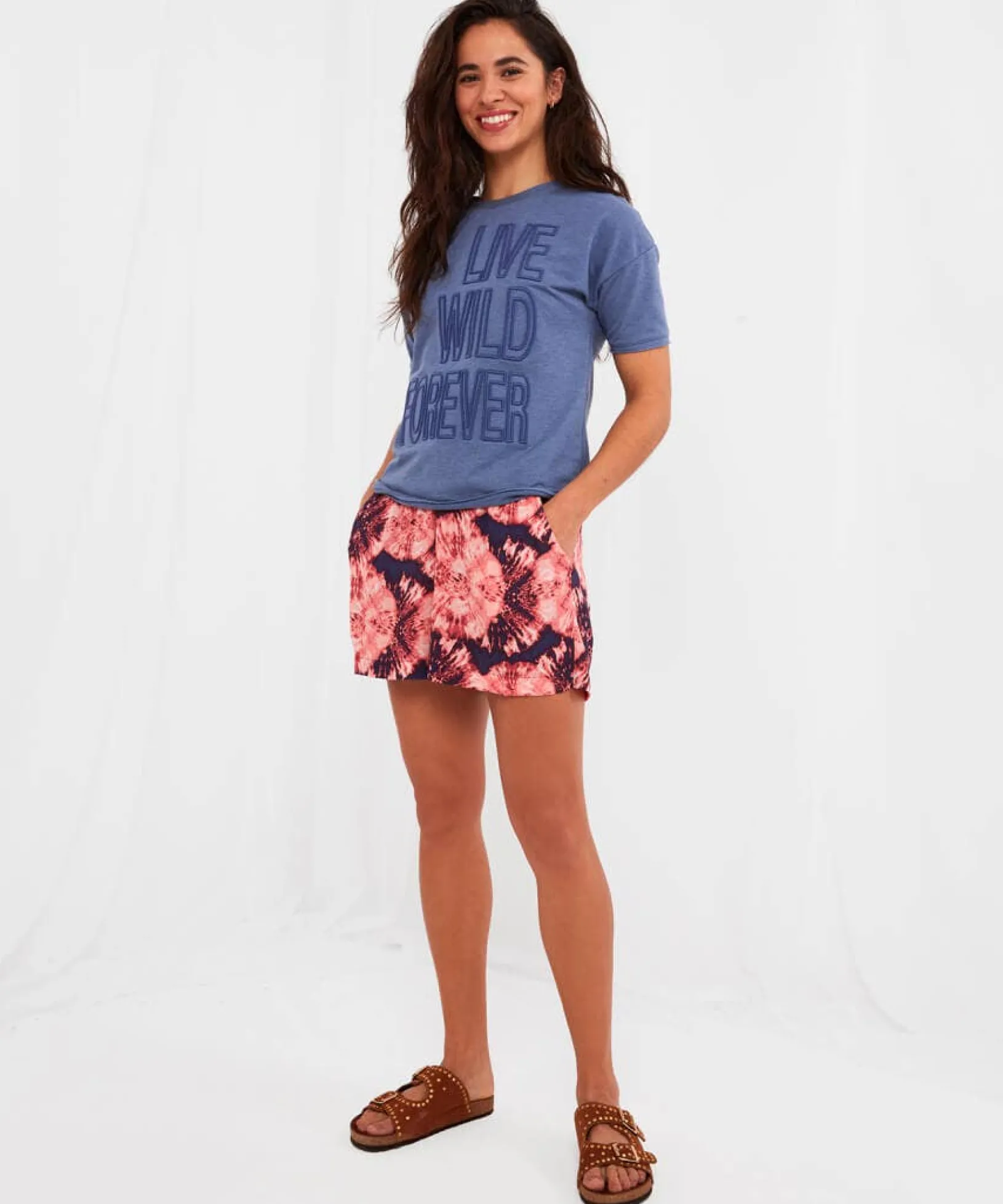 live_wild_forever_tee_3.webp Pyjamas & Loungewear | Tops, Tunics & Blouses | Sale Pyjamas & Loungewear | Sale Tops, Tunics & Blouses | Women's | Women's | Women's | Women's Joe Browns Live Wild Forever Tee Blue