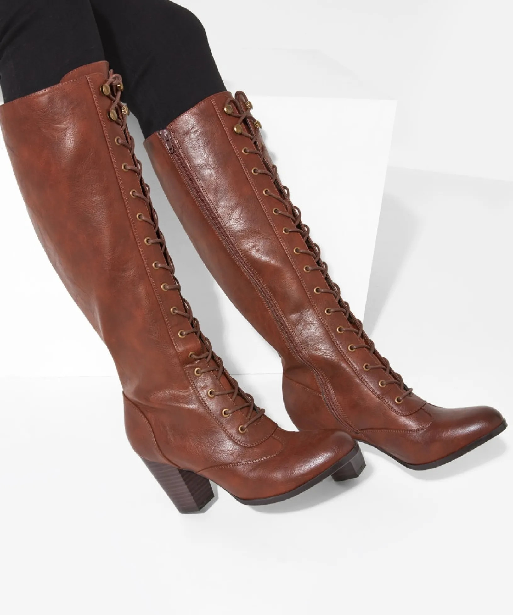 louis_street_lace_up_boot_1.webp Knee High Boots | Boots & Shoes | Top Picks | Women's Joe Browns Louis Street Lace Up Boots Rich Brown