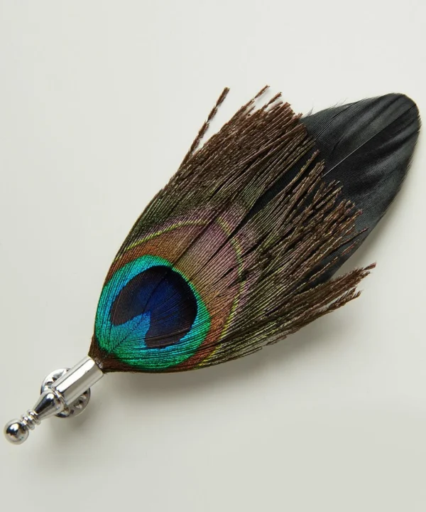 Men's Partywear | Men's Tailoring | Accessories | Top Picks | Top Picks | Men,s Joe Browns Luxury Peacock Feather Pin Multi