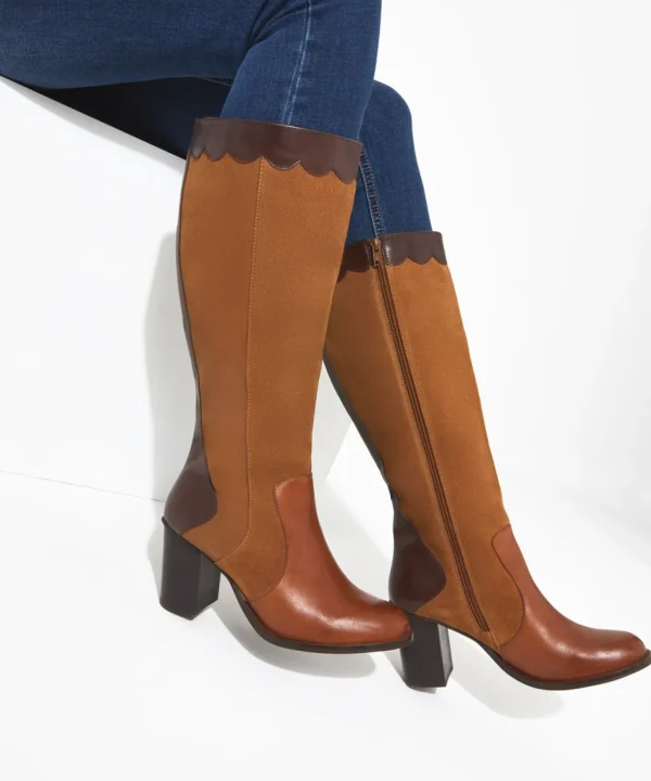 Knee High Boots | Boots & Shoes | Top Picks | Women's Joe Browns Made You Look Suede Leather Boots Tan Multi