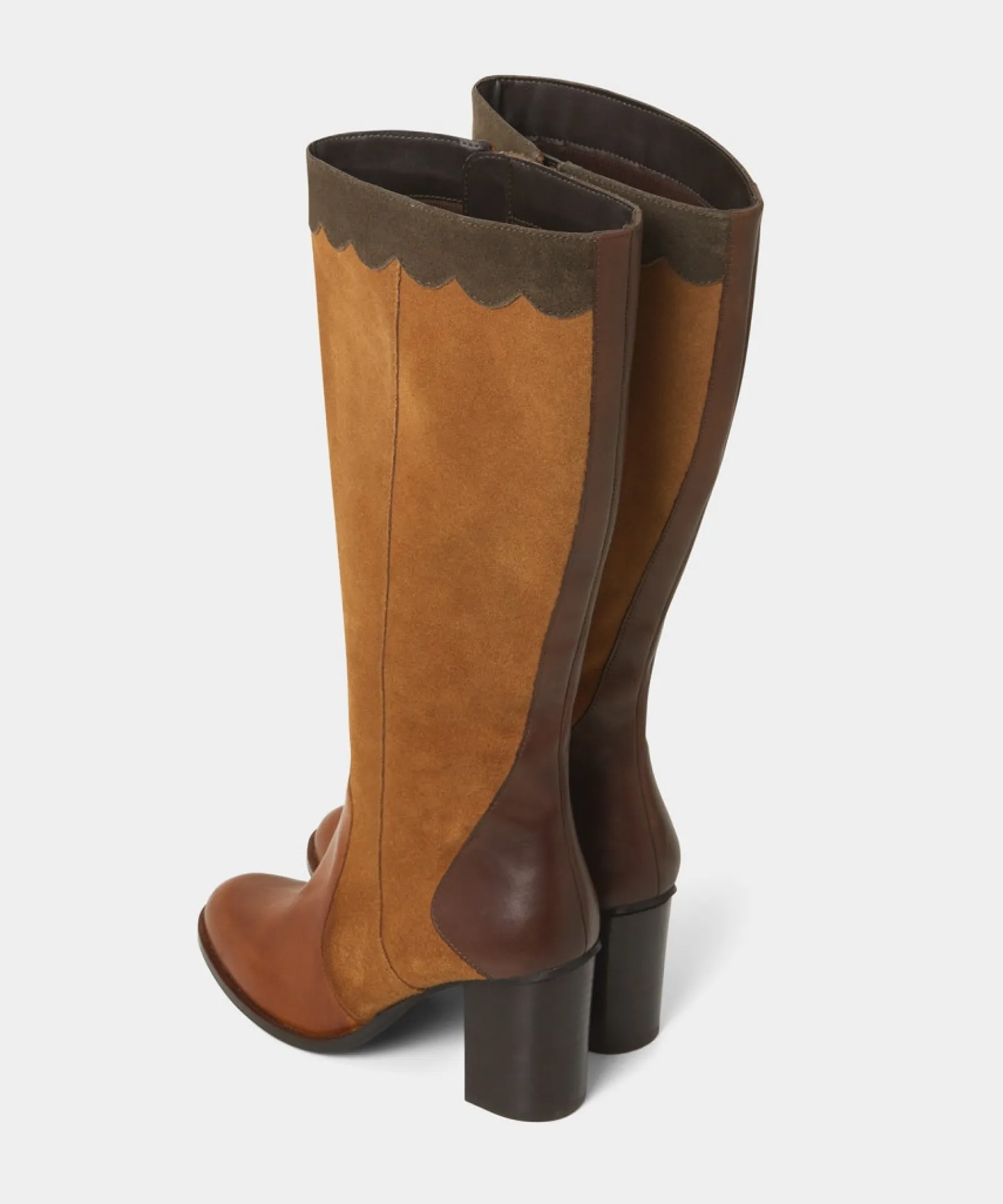 made_you_look_suede_leath_5.webp Knee High Boots | Boots & Shoes | Top Picks | Women's Joe Browns Made You Look Suede Leather Boots Tan Multi
