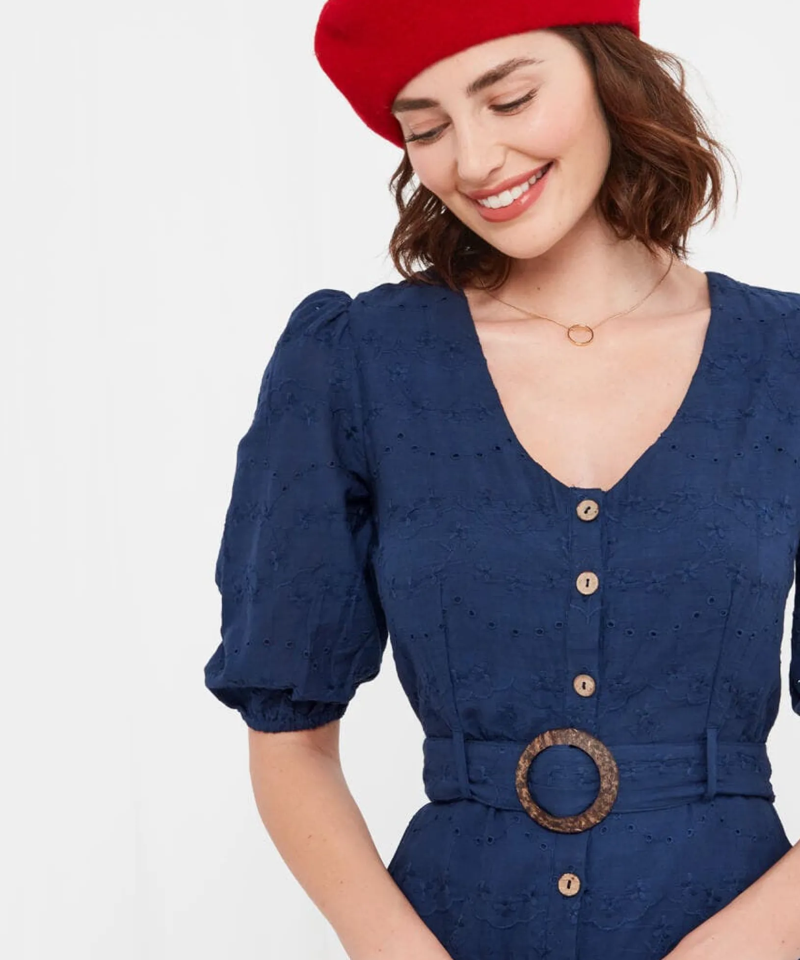 molly_broderie_belted_dre_0.webp Sale Dresses | Women's Joe Browns Molly Broderie Belted Dress Navy